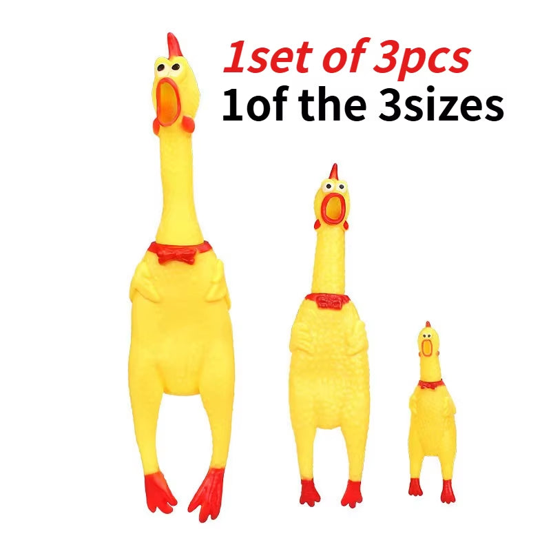 Squeaky Screaming Chicken Pet Toy Funny Molar Chew Rubber Toy Small Large Dogpet Squeaker Chew Toys Funny Chicken Puppy1Pcs