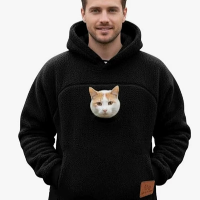 Winter Flannel Cute Animal Pattern Pet Clothes Carrier Hoodie for Small Dogs & Cats Hands-Free Unisex Pouch Sweatshirt