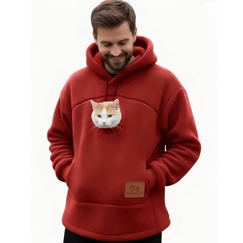 Winter Flannel Cute Animal Pattern Pet Clothes Carrier Hoodie for Small Dogs & Cats Hands-Free Unisex Pouch Sweatshirt