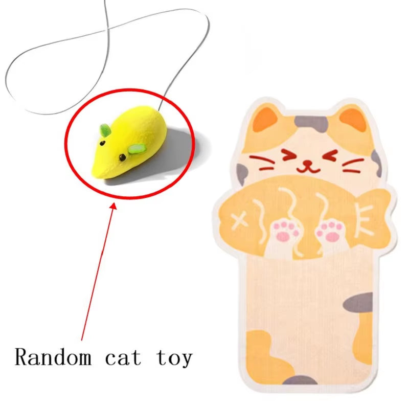 Self-Adhesive Cat Scratcher with Random Hanging Cat Toy Wall Mounted Felt Cat Scratch Mat Cats Scratcher Pad Carpet Cat Supply
