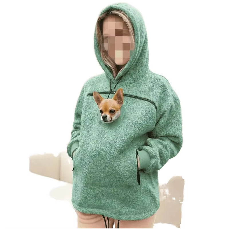 Winter Flannel Cute Animal Pattern Pet Clothes Carrier Hoodie for Small Dogs & Cats Hands-Free Unisex Pouch Sweatshirt