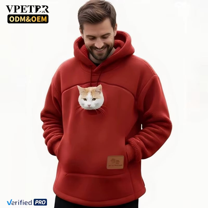Winter Flannel Cute Animal Pattern Pet Clothes Carrier Hoodie for Small Dogs & Cats Hands-Free Unisex Pouch Sweatshirt