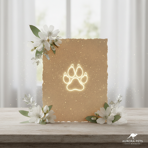 Afterlife Pet Communication & Grief Comfort Session — gentle memorial light and paw print